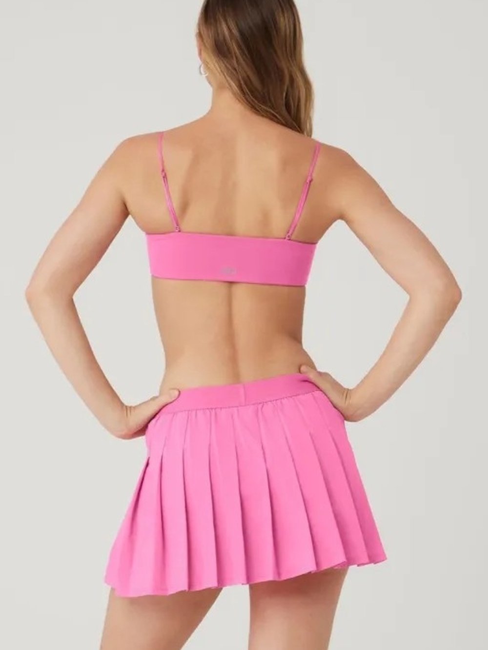 Alo Yoga Airbrush Socialite Bandeau Bra Paradise Pink Size-L - Picture 2 of 8